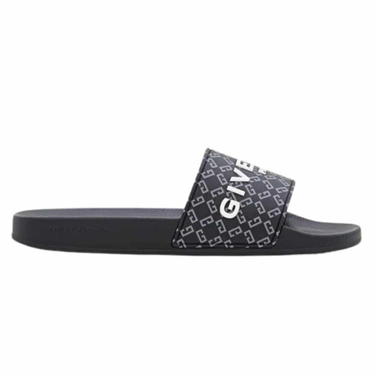 4G Monogram Print Black Slides