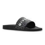 4G Monogram Print Black Slides