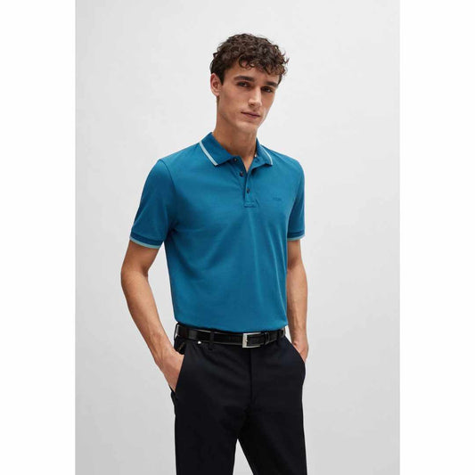 Logo Embossed Blue Polo-Shirt