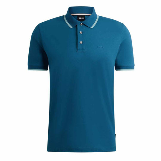 Logo Embossed Blue Polo-Shirt