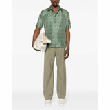 Fendi All-Over Print Green Short-Sleeve Shirt