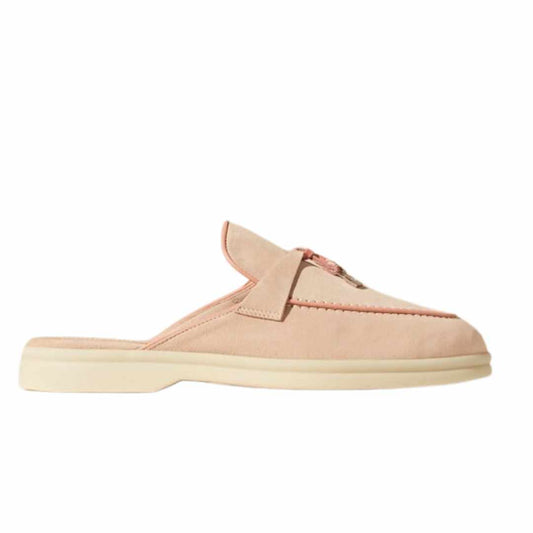 Babouche Charms Pink Sand Suede Loafers