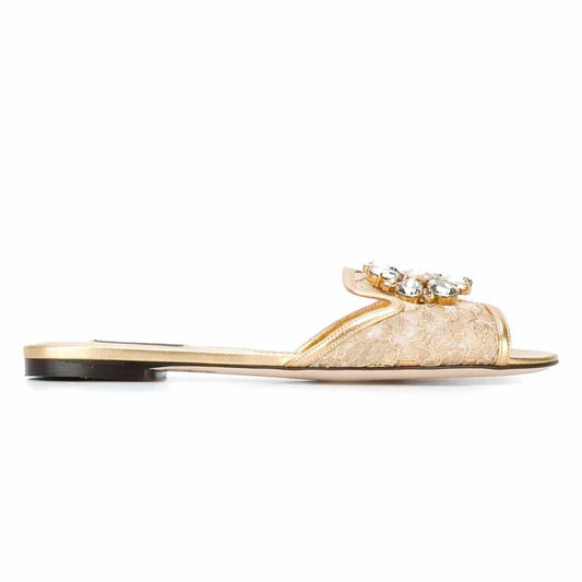 Crystal Embellished Gold Slides