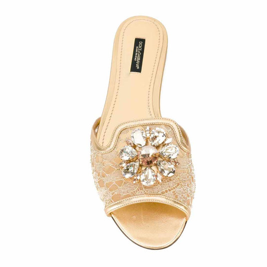 Crystal Embellished Gold Slides