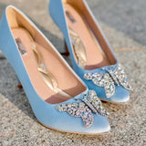 Emilia Powder Blue Satin Pumps