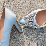 Emilia Powder Blue Satin Pumps