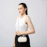 Boucle Cream Bow Clutch Bag