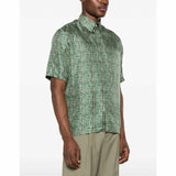 Fendi All-Over Print Green Short-Sleeve Shirt