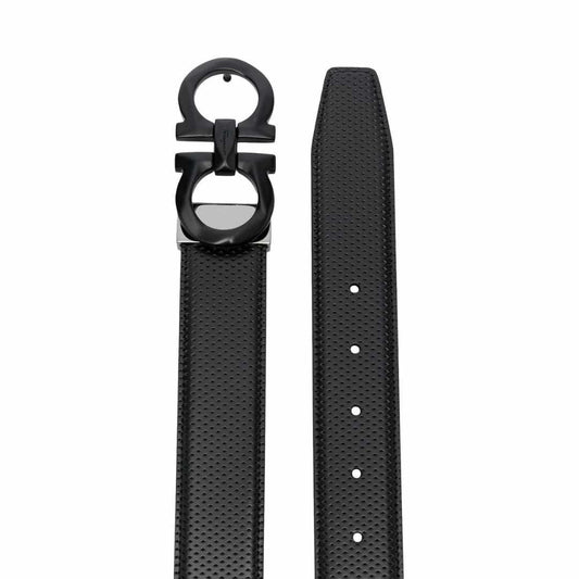 Black Gancini Reversible Leather Belt