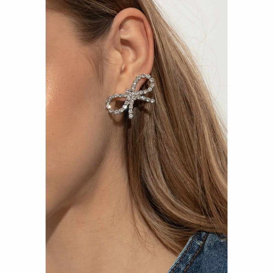 Mini Bow Crystal Silver Earrings