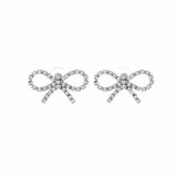 Mini Bow Crystal Silver Earrings