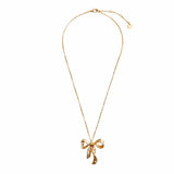 Mottled Gold Bow Necklace