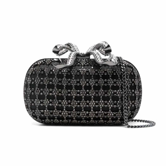 Crystal Embellished Black Clutch Bag