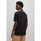 Split Collar Colour Black Polo-Shirt