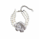 Crystal Flower Pearl Bracelet