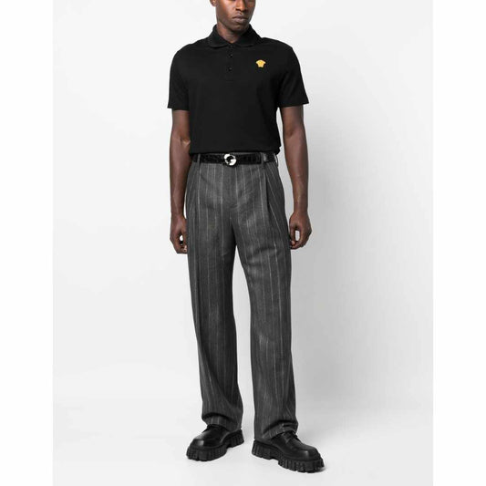 Medusa Embroidered Black Polo-Shirt