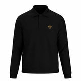 Medusa Print Long-Sleeve Black Polo-Shirt