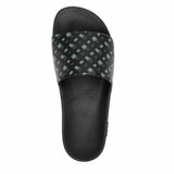 Monogram Print Black Slides