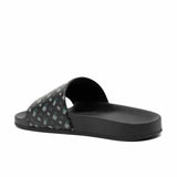 Monogram Print Black Slides