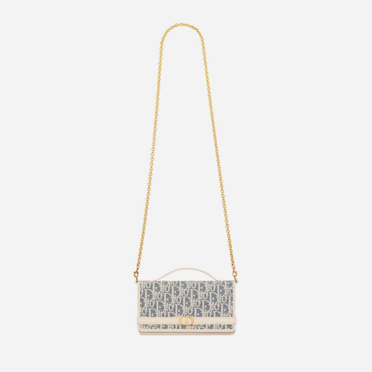 Montaigne Cigale Oblique Chambray Shoulder Bag