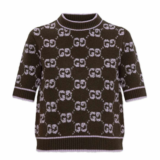 GG Wool Bouclé Jacquard Forest Green Sweater