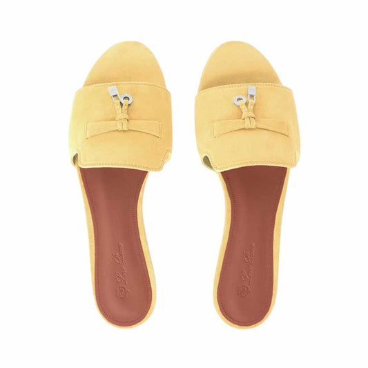 Summer Charms Suede Yellow Slides