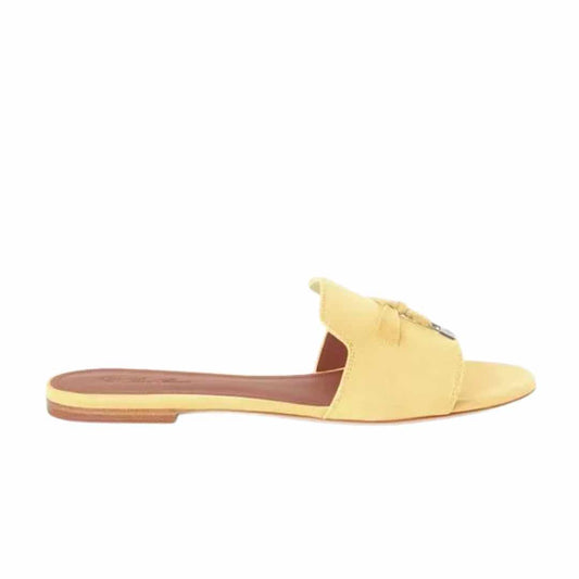 Summer Charms Suede Yellow Slides
