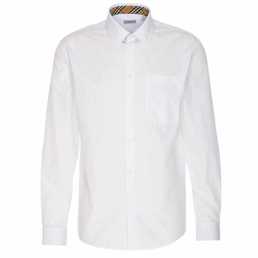 Checked Collared Poplin White Shirt