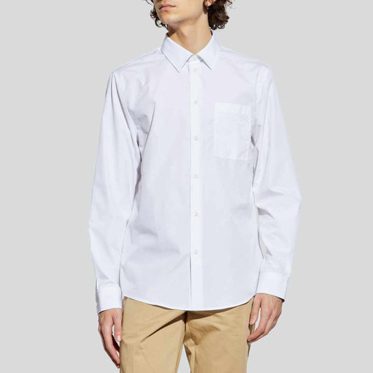 Checked Collared Poplin White Shirt