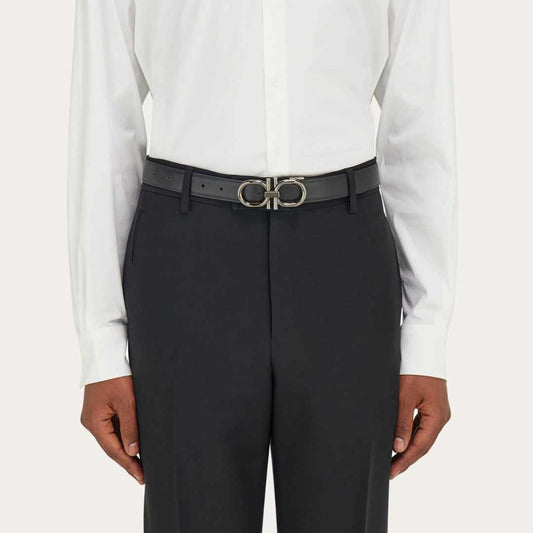 Squared Gancini Black Reversible Belt