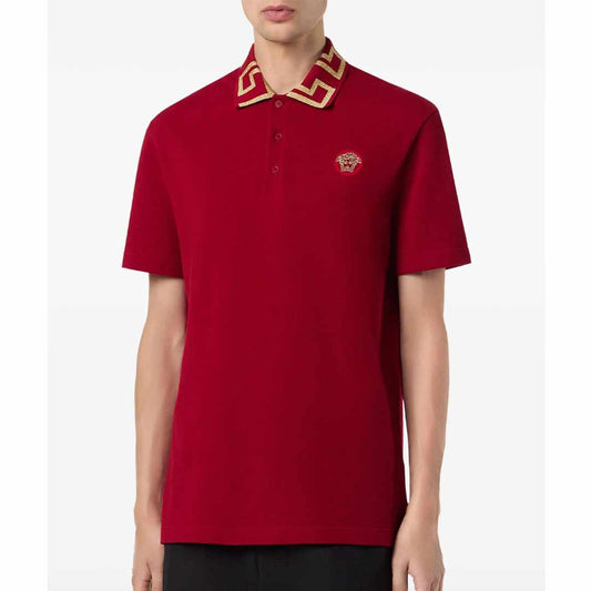 Greca Collar Red Polo-Shirt