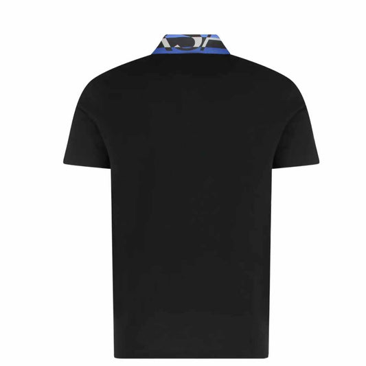 Blue Collared Black Polo-Shirt