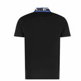 Blue Collared Black Polo-Shirt