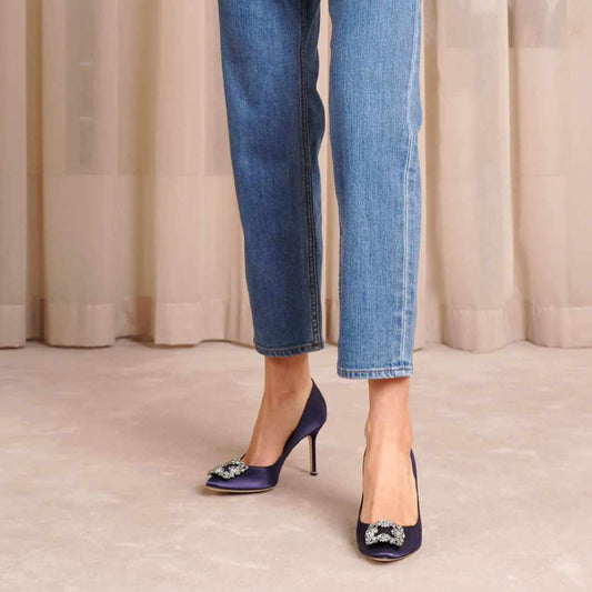 Hangisi Decollete 90mm Navy Pumps