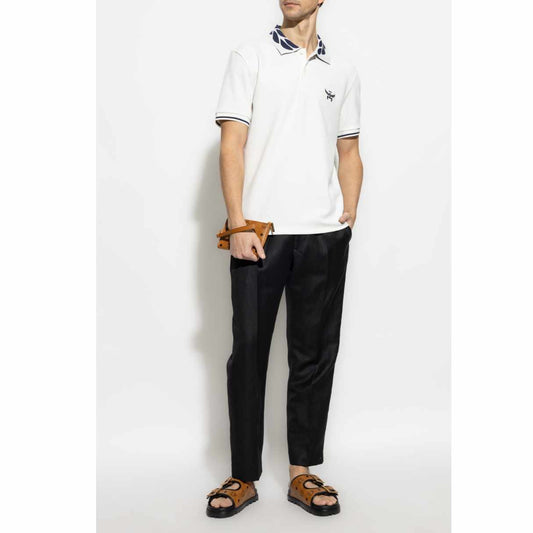 Stretch Nero Piquet White Polo-Shirt
