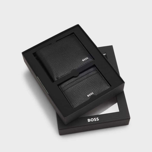 Logo Print Black Wallet Gift Set