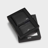 Logo Print Black Wallet Gift Set
