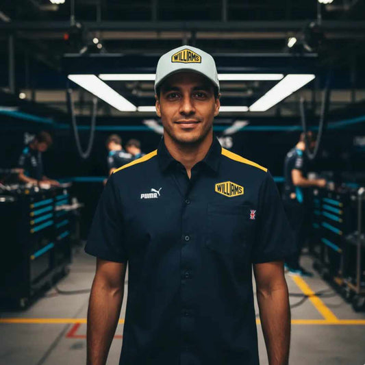 William Racing Mechanic Patch Blue Shirt