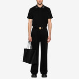 Glittered Collar Black Polo-Shirt