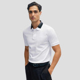 Colour Blocked Collar White Polo-Shirt