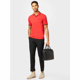 Logo Print Black Collar Red Polo-Shirt
