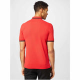 Logo Print Black Collar Red Polo-Shirt
