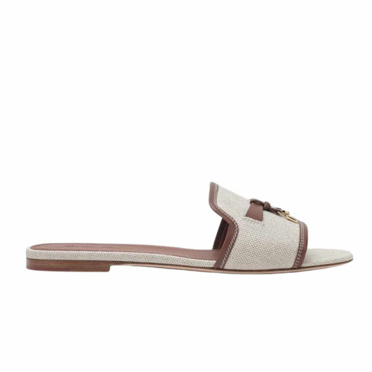 Summer Charm Linen Natural Slides