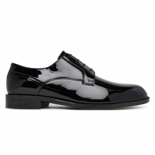 Leather Glossy Black Derby Loafers