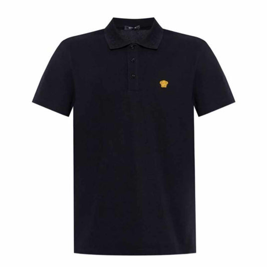 Medusa Embroidered Black Polo-Shirt