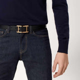 Gold Buckle Tank Black/Brown Reversible Belt