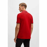 White Striped Collar Red Polo-Shirt