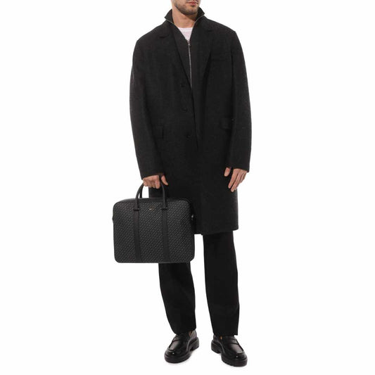 Monogram Print Blue Document Bag