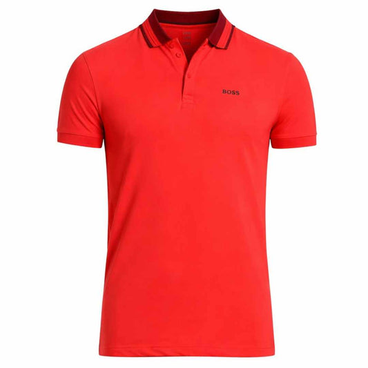 Constrasting Collar Red Polo-Shirt