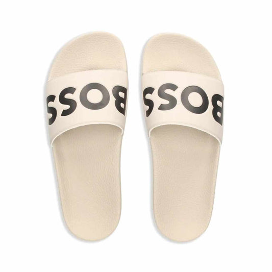 Logo Embossed Open White Slides